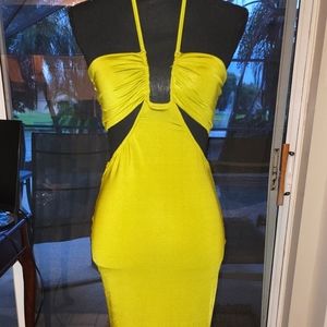 Showpo size 6 green lime midi strappy dress